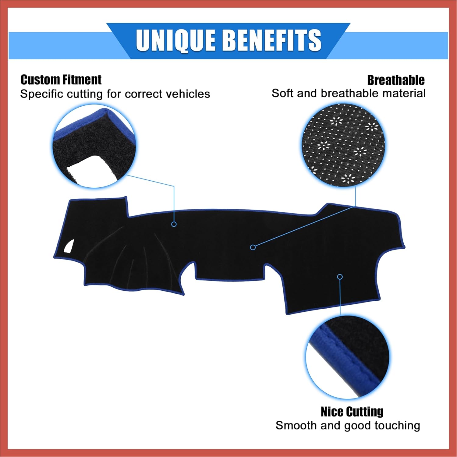 ACROPIX Car Dashboard Cover Compatible for Toyota RAV4 2001-2012, Protective Polyester Black Blue Center Console Interior Trim Dash Cover Mat Pad Car Parts