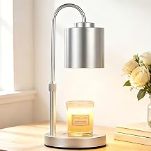 CASTLELIFE Candle Warmer Lamp with Timer &amp; Dimmer, Height Adjustable Electric Wax Melt Warmer for Jar Candles, Gifts for Mom Home Decor, Silver