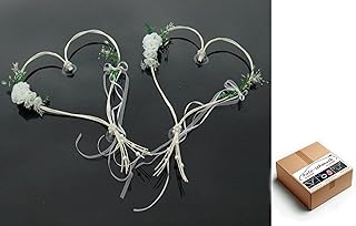 Románticas corazones para el coche, joyas para novia, pareja de rosas, decoración para boda, coche, color crudo 6
