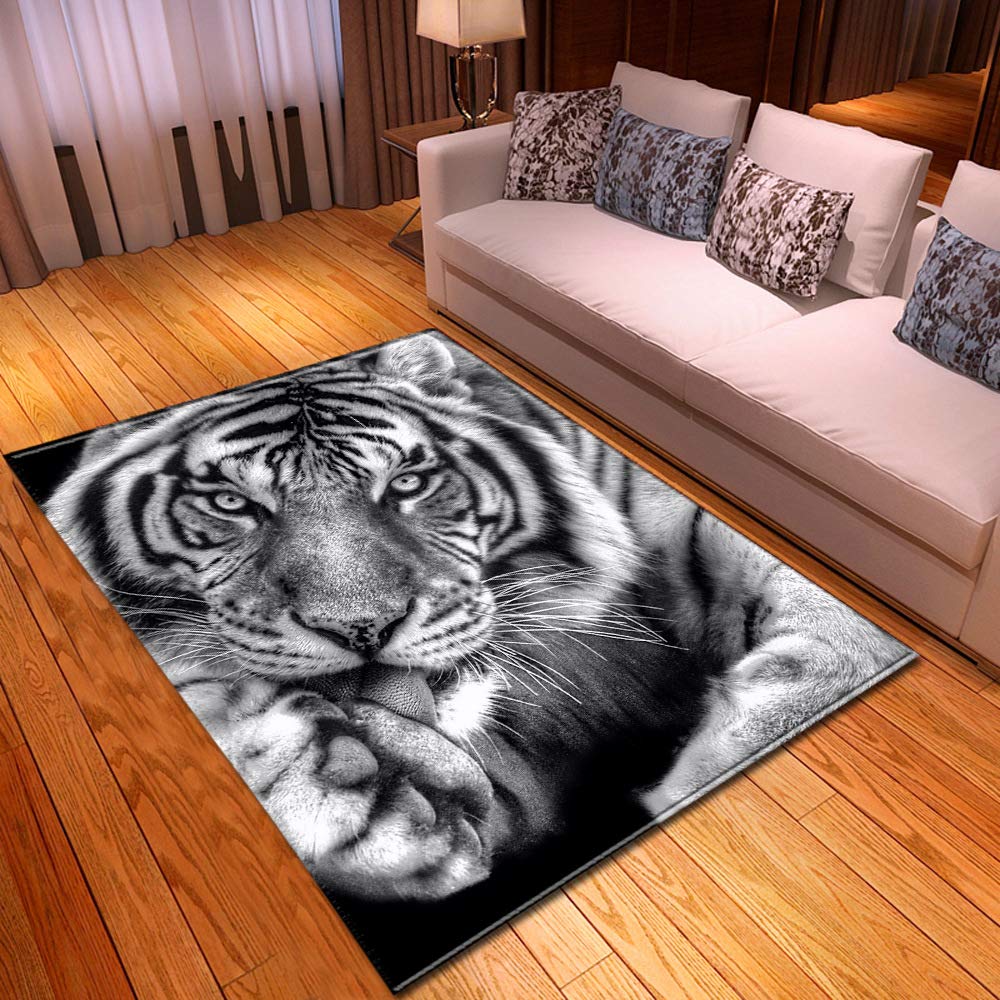 Tapis 3D tigre gris : fini le salon froid avec ce tapis de sol pour chambre de maison