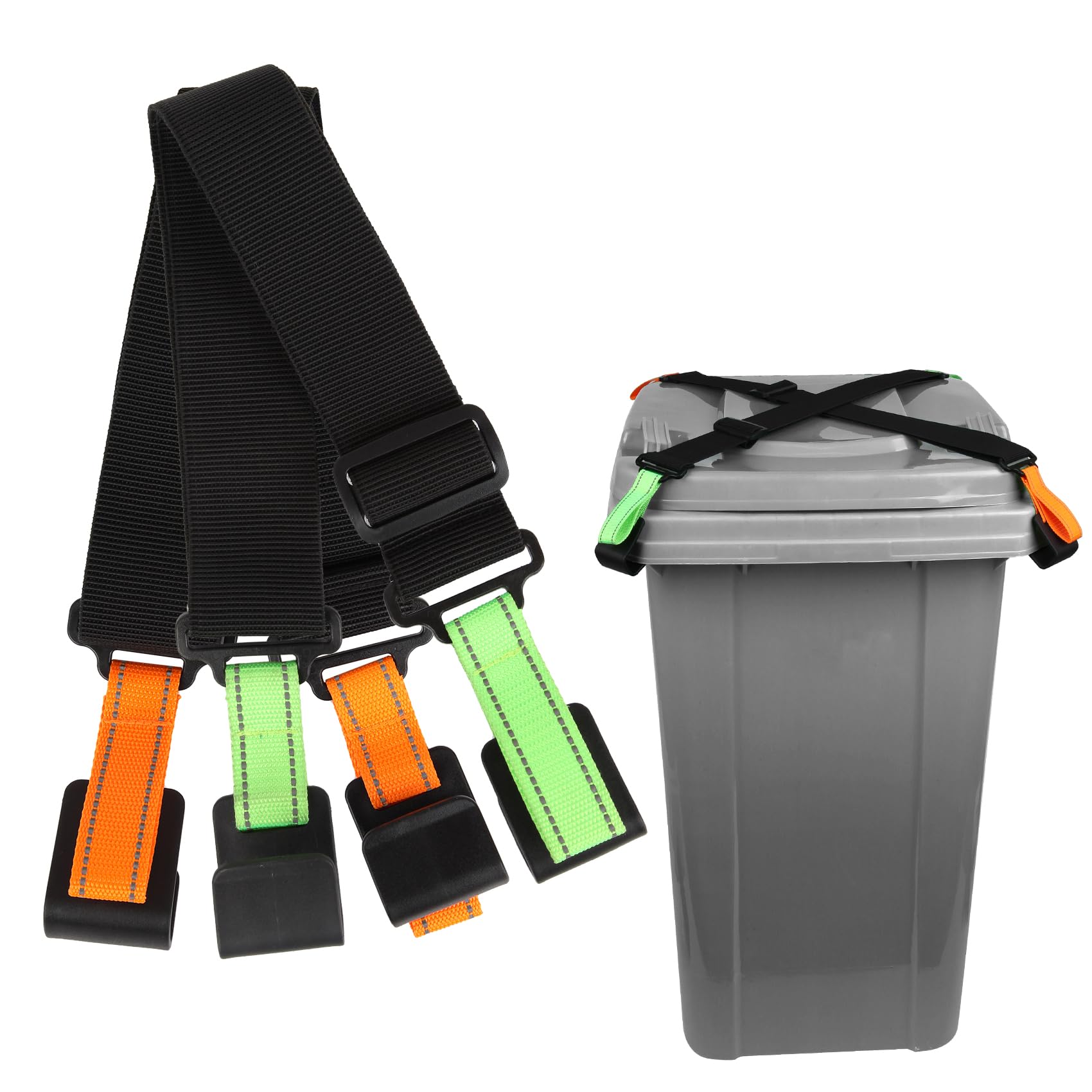 2 Pack Trash Can Locks Animals Adjustable Strap, Garbage Bin
