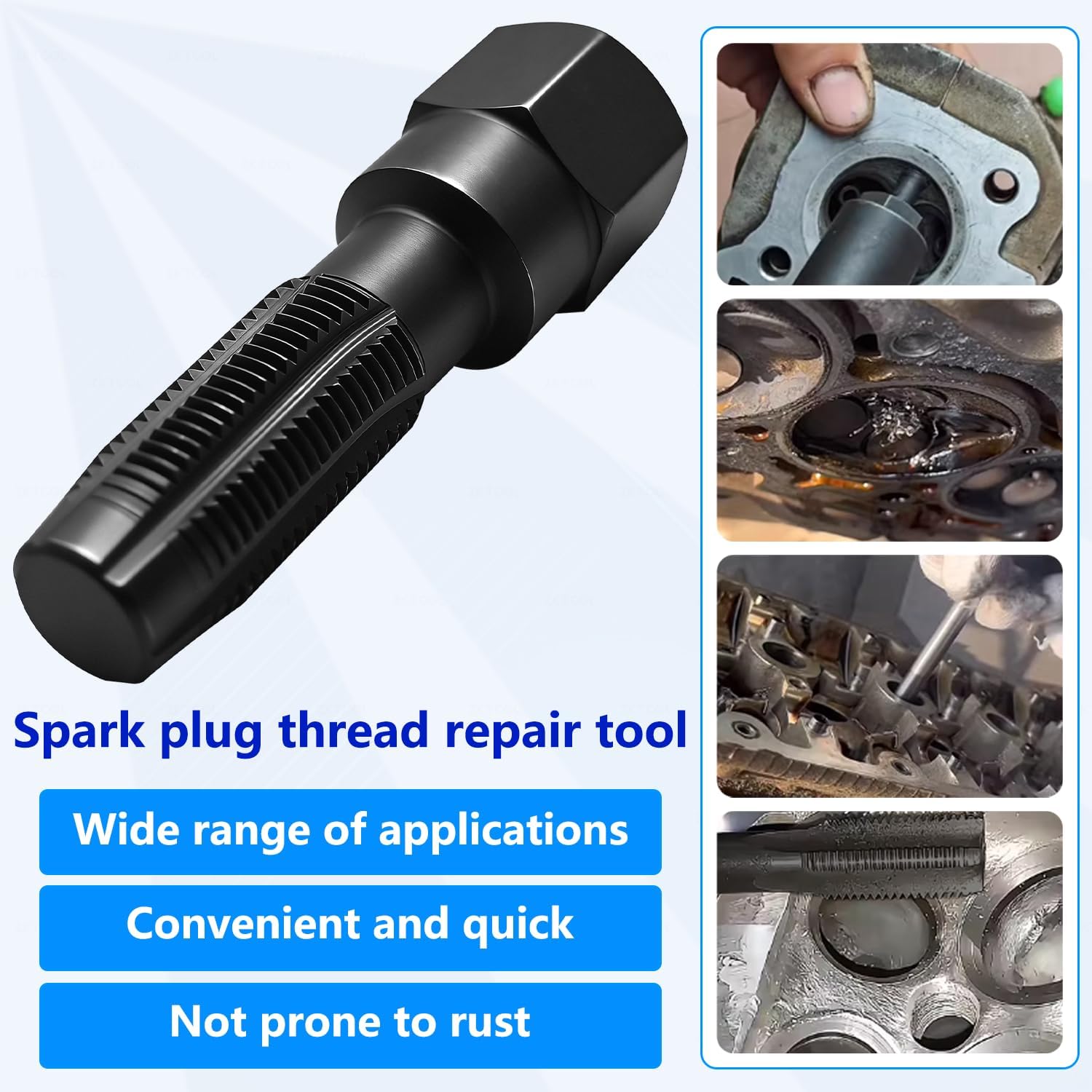 ZKTOOL 14mm Cylinder Head Rethreaded Kit, Spark Plug Thread Repair Kit,14mm Reamer Cylinder Thread Repair Tool,Spark Plug Rethreader Kit,4 Thread Insert. M14 x 1.25