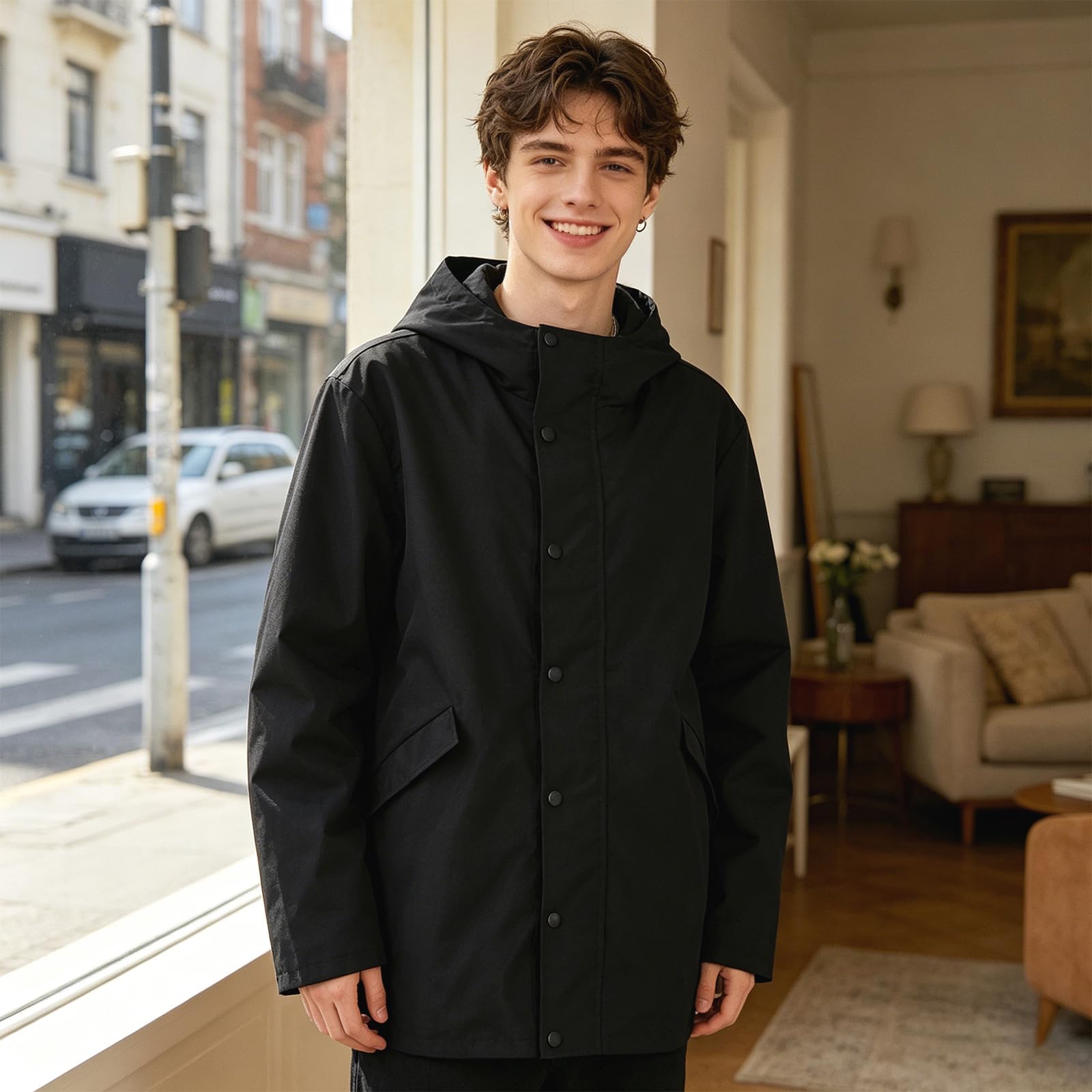 Voyage Coat Travel Jacket With Hidden Pockets,12 Pockets Zipper Unisex Travels Jacken,Multi Packable Lightweight effiziente Organization Travels Kleidung für Outdoor Airplane, Negro , XXL