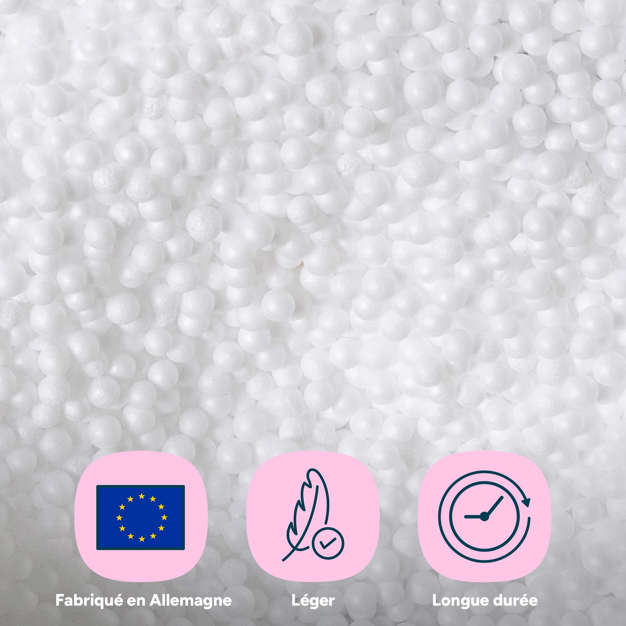 Icon Remplissage Pouf, 10.5 Pieds Cubes, 297 litres, Blanc, Billes Polystyrène pour Remplissage Pouf, Perles en EPS Rembourrage, Fabriqué en Europe