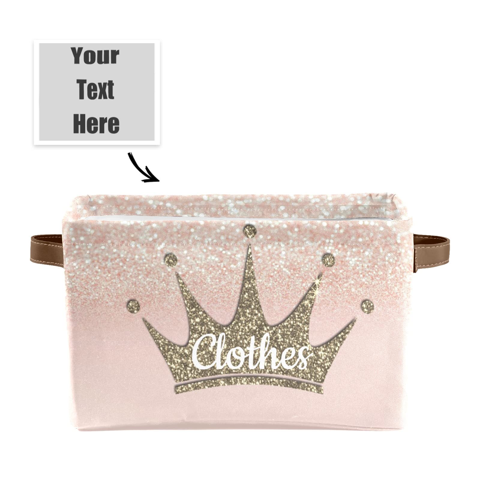 Joyestore Princess Glitter(Just Print Effect) Personalized Storage Bins ,Baskets Cubes Organizer with Handle for Shelves Closet Nursery Toy 1 Pack