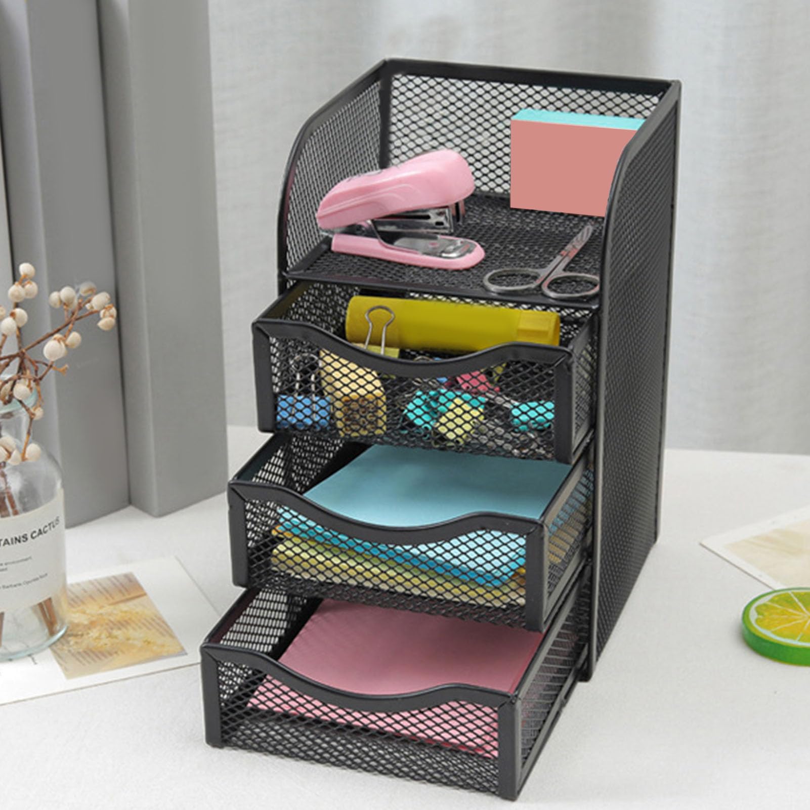 Cocoarm Cassettiera Organizer da Scrivania con 3 Cassetti, 4,9x5,0x8,1in