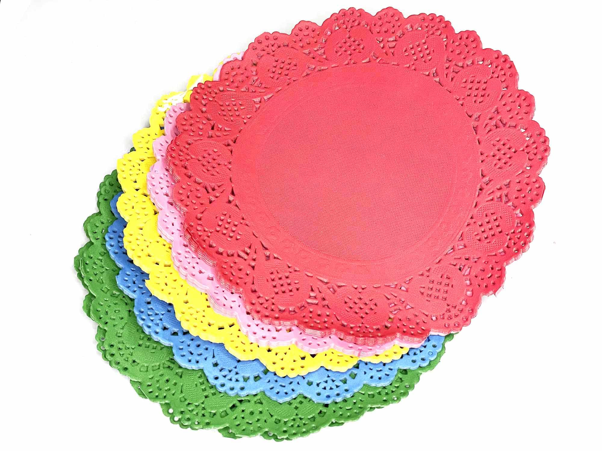 Happium Papierowe serwetki Mix 15 cm, 100 sztuk, okrągłe koronkowe talerze na imprezę, wesele, zastawa stołowa, dekoracja, jednorazowe narzędzia do pieczenia, serwetki, kreatywne materiały plastyczne