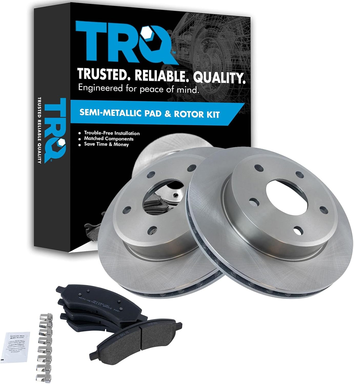 TRQ Front Semi-Metallic Brake Pad and Rotor Kit