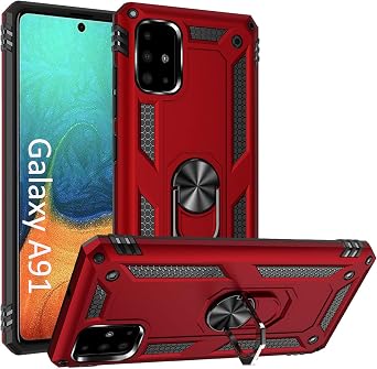 ADDIT A71 5G Case, A91 Case, S10 Lite Case,with Kickstand Ring,Adjustable Stand,Military Grade,Heavy Duty Protection,Shockproof,Anti-Fingerprint,Support Magnet Car Mount,Red