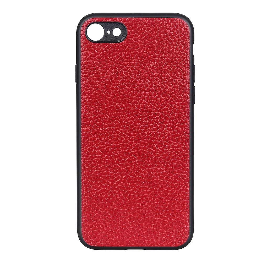 Coque cuir véritable iPhone SE 2020 antichoc rigide TPU fine rouge