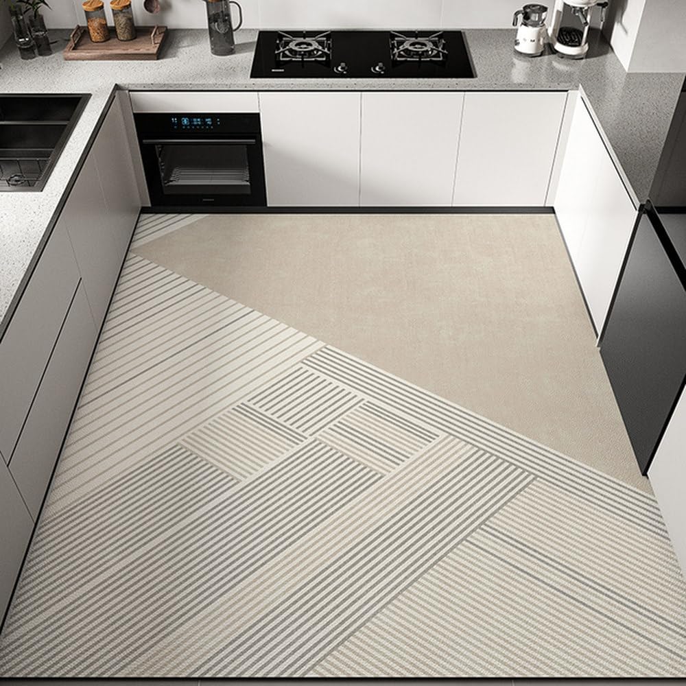 Tapis de sol de cuisine en PVC lavable 90x180 cm beige CC765