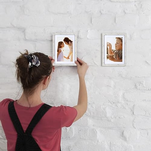 Miniatura 3 de Giftgarden Juego de 10 portarretratos de 5 x 7 pulgadas, color mármol blanco y beige, mate para mostrar fotos de 4 x 6 con paspartú o fotos de 7 x 5