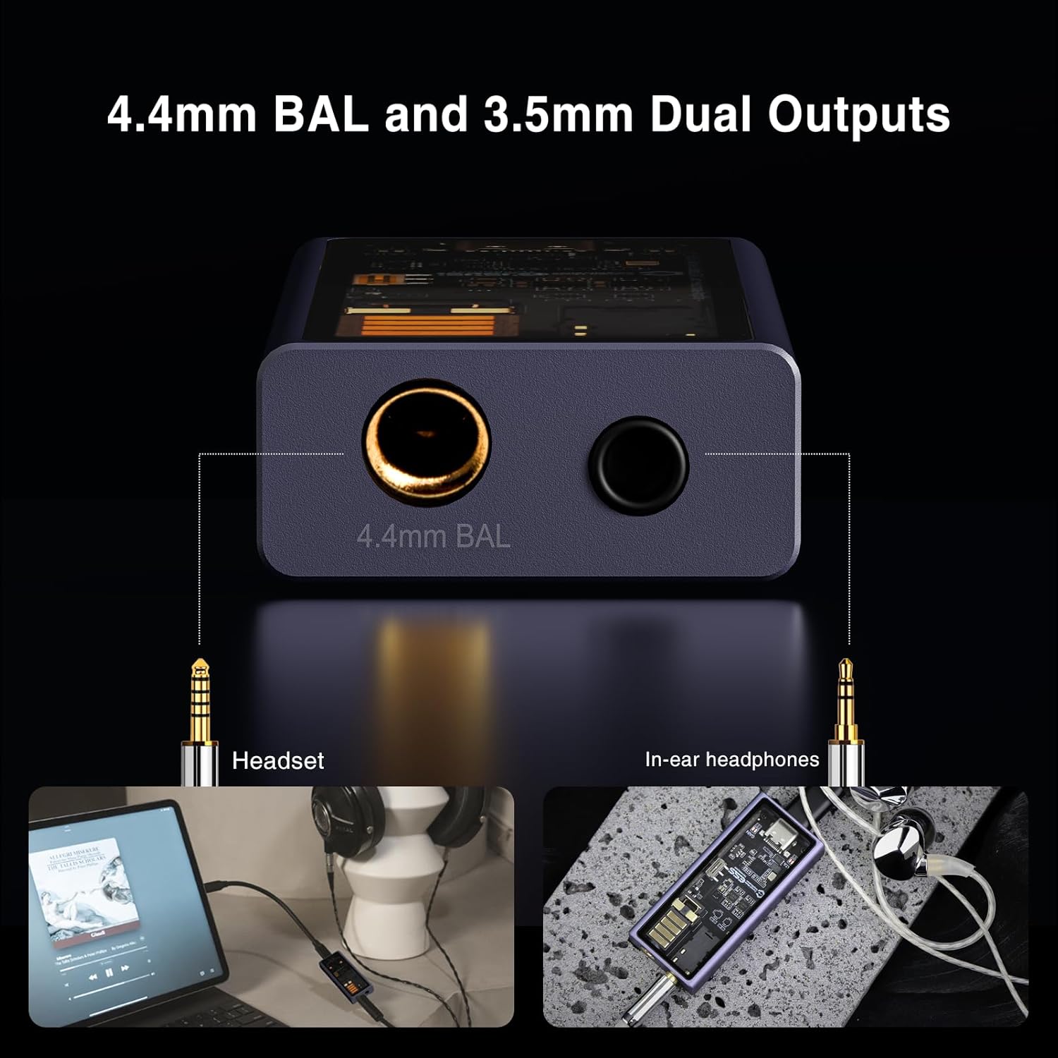 Questyle M15i Electro Purple Headphone Amplifier [MFi Certified] Electronic Music/ACG Custom Tuning Portable USB C DAC Amps with 4.4mm/3.5mm Outputs PCM 768kHz/DSD512 Hi-res Lossless Audio Adapter