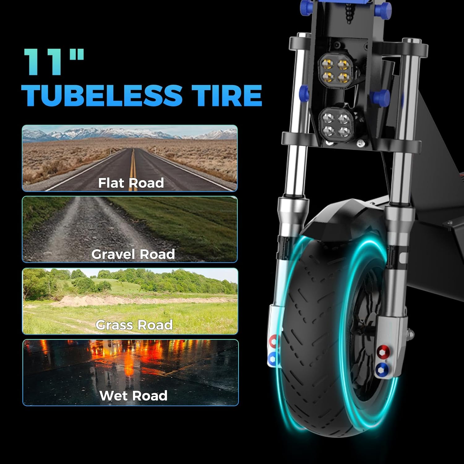 40/50MPH Electric Scooter Adults, 3000W/6000W Motor, 60V35Ah, 84Nm, 55Miles Fast Sports Dual Motor Escooter, 11" Foldable Off-Road E Scooter, Hydraulic Brakes