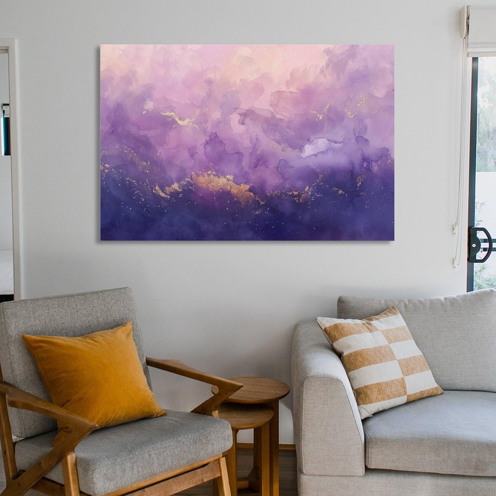 カラフルな室内風景イラストアート Amazon.co.jp: 絵画 カラフルな水彩画の融合インテリア 絵画 魅惑的な