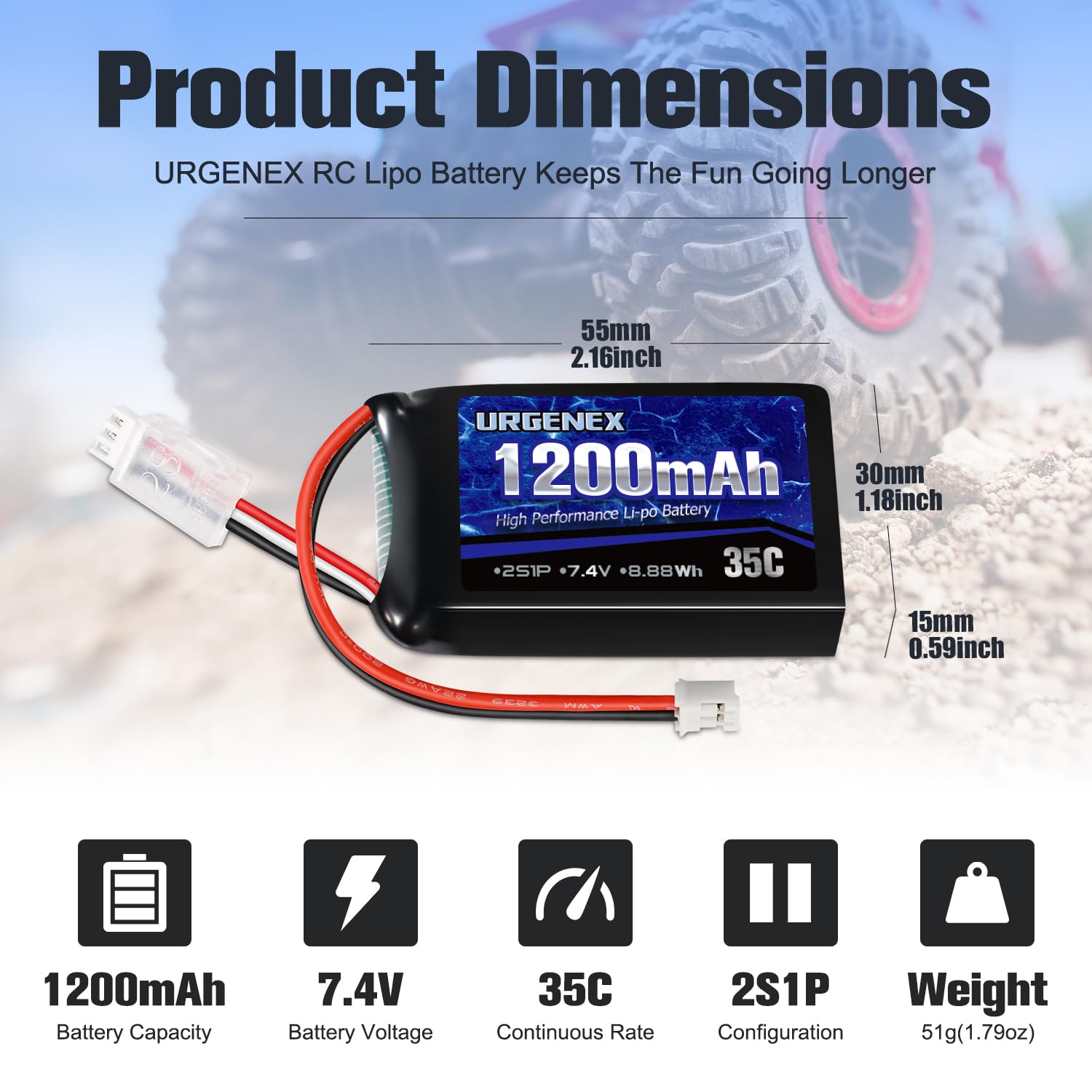 アクセサリー Energywith FGO LONG ACE 130E41L Amazon.com: URGENEX SCX24 Battery 7.4V Lipos 2S 35C(Burst 70C