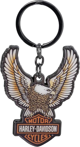 Plasticolor 004621R01Harley-Davidson Domed Eagle Bar & Shield Logo Key Chain, Black