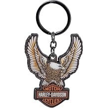 Plasticolor 004621R01Harley-Davidson Domed Eagle Bar &amp; Shield Logo Key Chain, Black