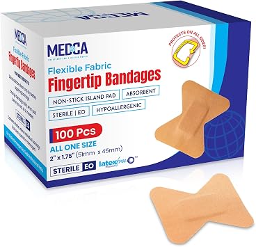 Flexible Fabric Bandages - Flex Fabric Adhesive Bandages Finger-Tip Care and to Protect Wounds from Infection - 100 Count Box