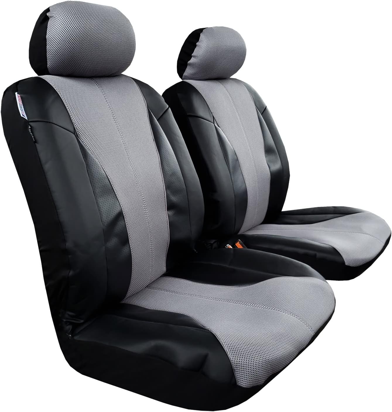 Leather Seat Covers for Jeep Wrangler 2/4 Door Front Set, JK JL 2007-2018 2019 2020 2021 2022 2023 Accessories Mesh Leatherette Protector Airbag Safe Black Grey