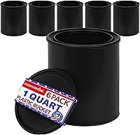 StockYourHome 1-Quart Plastic Paint Buckets (6 Pack) - Rust-Proof All-Plastic 32oz Cans, Triple Lock Airtight Seal, Minimizes Skimming