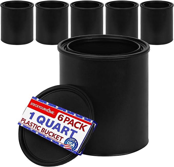 1-Quart Plastic Paint Bucket (6 Pack) - Triple Lock Airtight