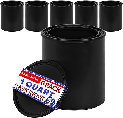 1-Quart Plastic Paint Bucket (6 Pack) - Triple Lock Airtight
