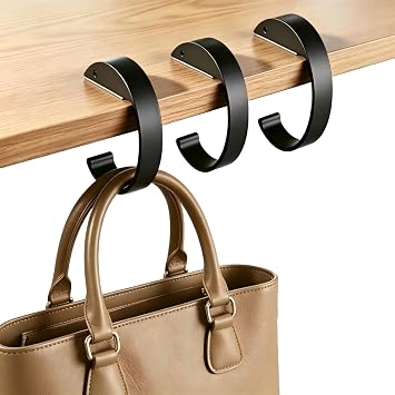 Purse Hanger Bag Holder for Tables Desk Closet Black Alloy Backpack Hook for Organizer Storage of Tote Bags Handbags 3PCS C Shape Hooks