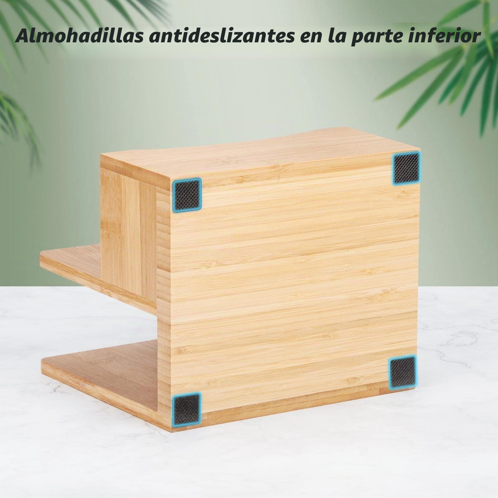 Servilletero Vertical de Mesa de Bambú con Compartimento para Salero y Pimentero, Porta Servilletas Guardanapos de Mesa con Base Antideslizante para Bar Cocina Restaurante