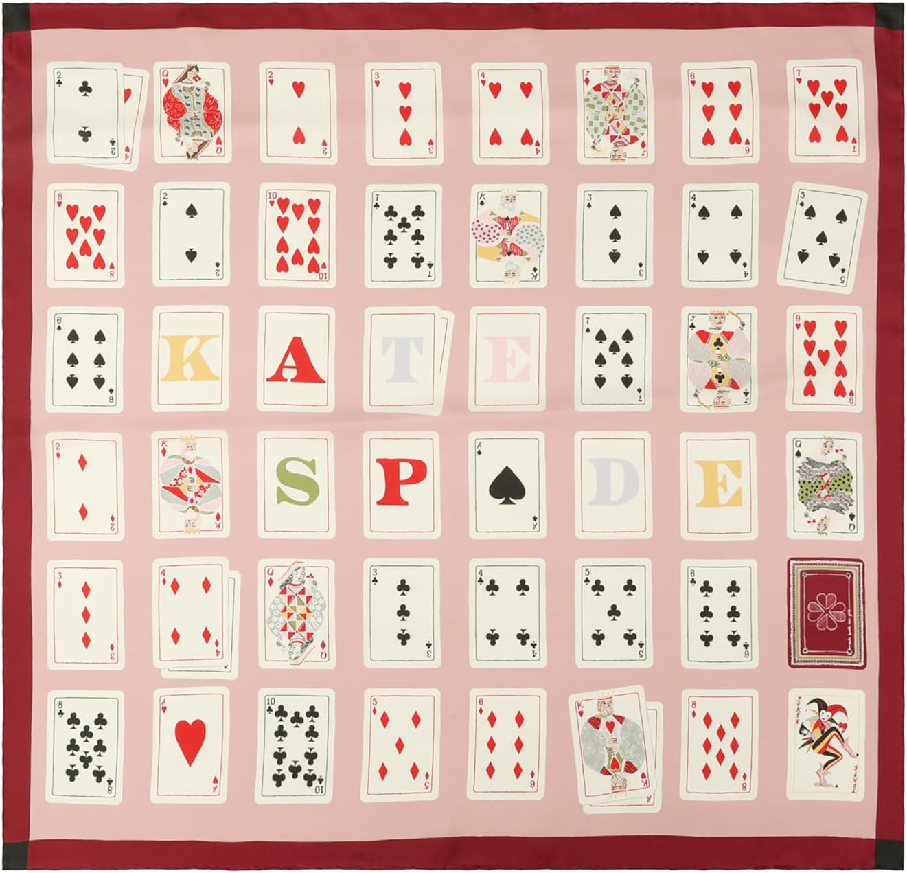Kate Spade Women's Playing Cards Silk Square, Stylish & Light Fashion Accessory, Everyday Styling