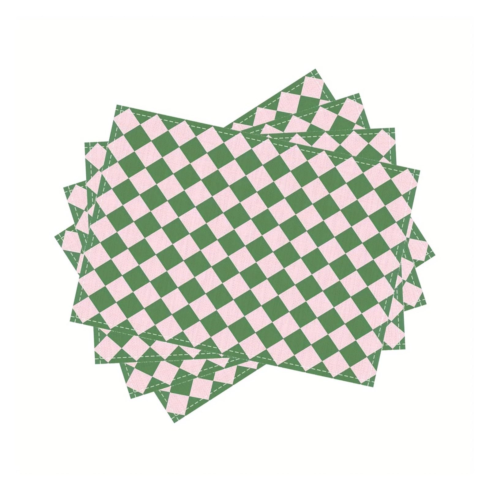 Napperons à carreaux au style frais motif vert pour linge de table minimaliste chic