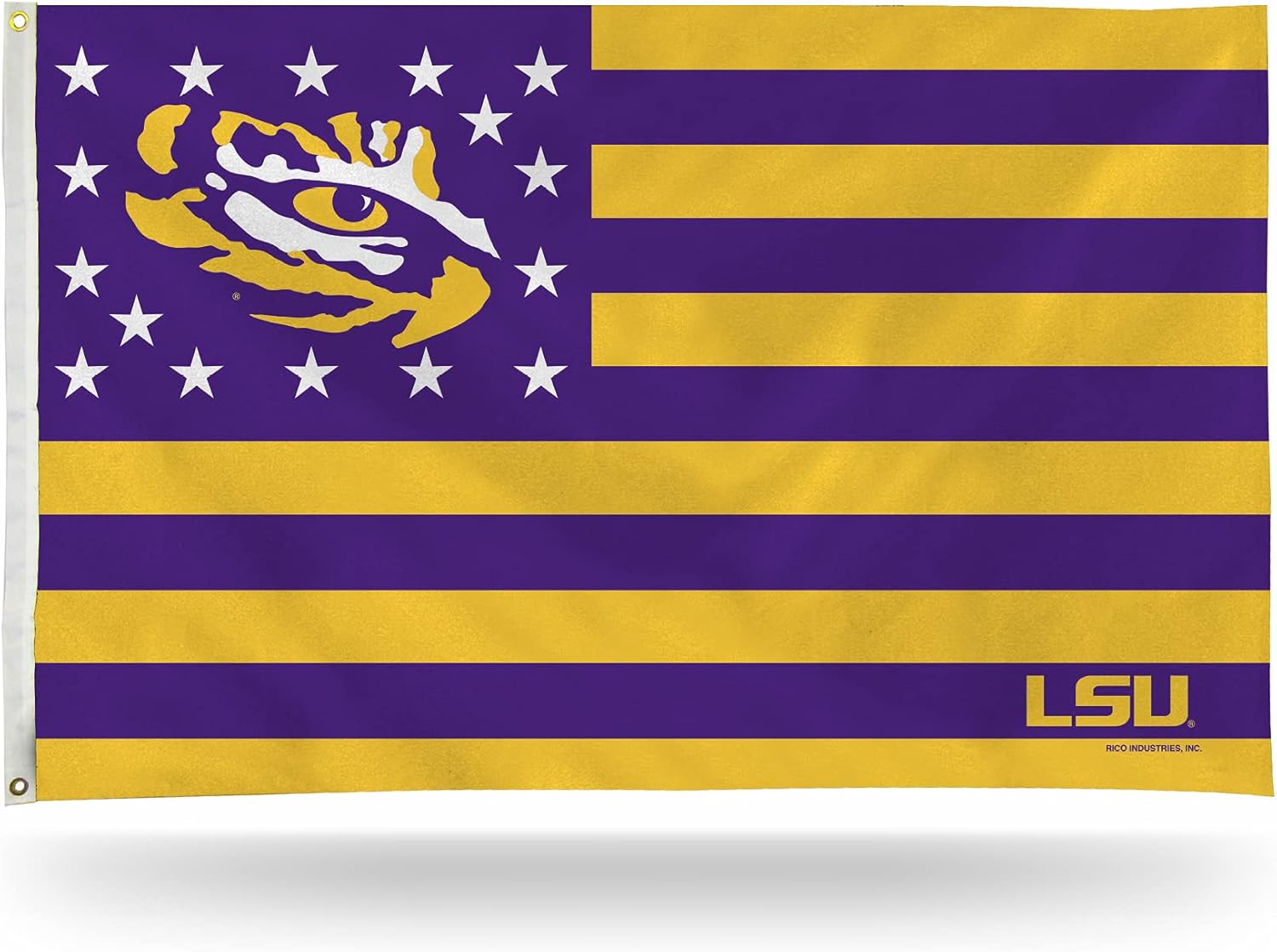 NCAA Rico Industries LSU Tigers Stars & Stripes 3' x 5' Banner Flag Single Sided - Indoor or Outdoor - Home Décor