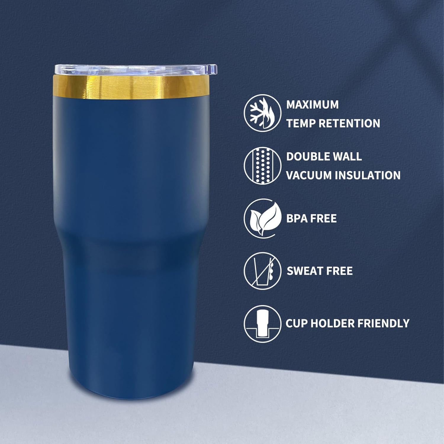20 oz Tumbler Stainless Steel Tumbler with Lid and Straw, Double Wall Vacuum Insulated Travel Coffee Mug for Laser Engrave, Powder Coated Cups for Hot and Cold Drinks (Navy,1 pack) - Image 3
