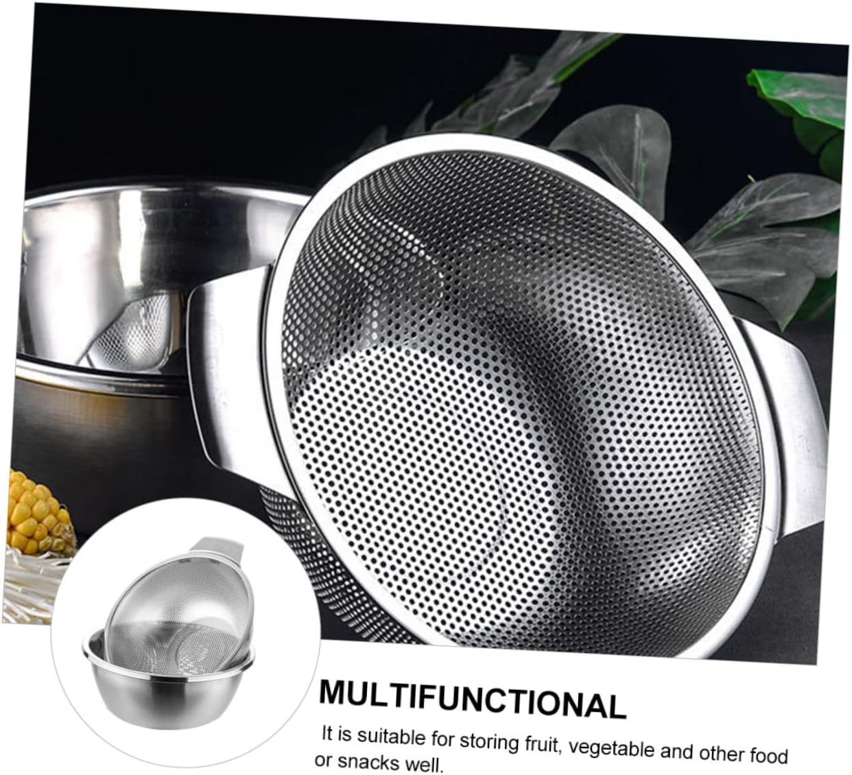 Multi-functional Drain Basket 2-piece Kitchen Fruit Colander Set for Food