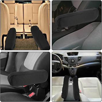 2 PCS Car Armrest Cover Elastic Fabric Car Front Seat Arm Rest Cover, Universal Replacement Center Console Lid Armrest Cover Skin Protectors Car Interior Accessories for Car Suv Truck and Van(Black)