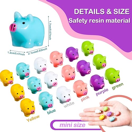 Miniatura 2 de Libima 120 Pcs Mini Resin Pigs Miniature Piggy Figures Micro Garden Landscape Aquarium Hide and Seek Prank Dollhouse Ornament Potted Plants Cake