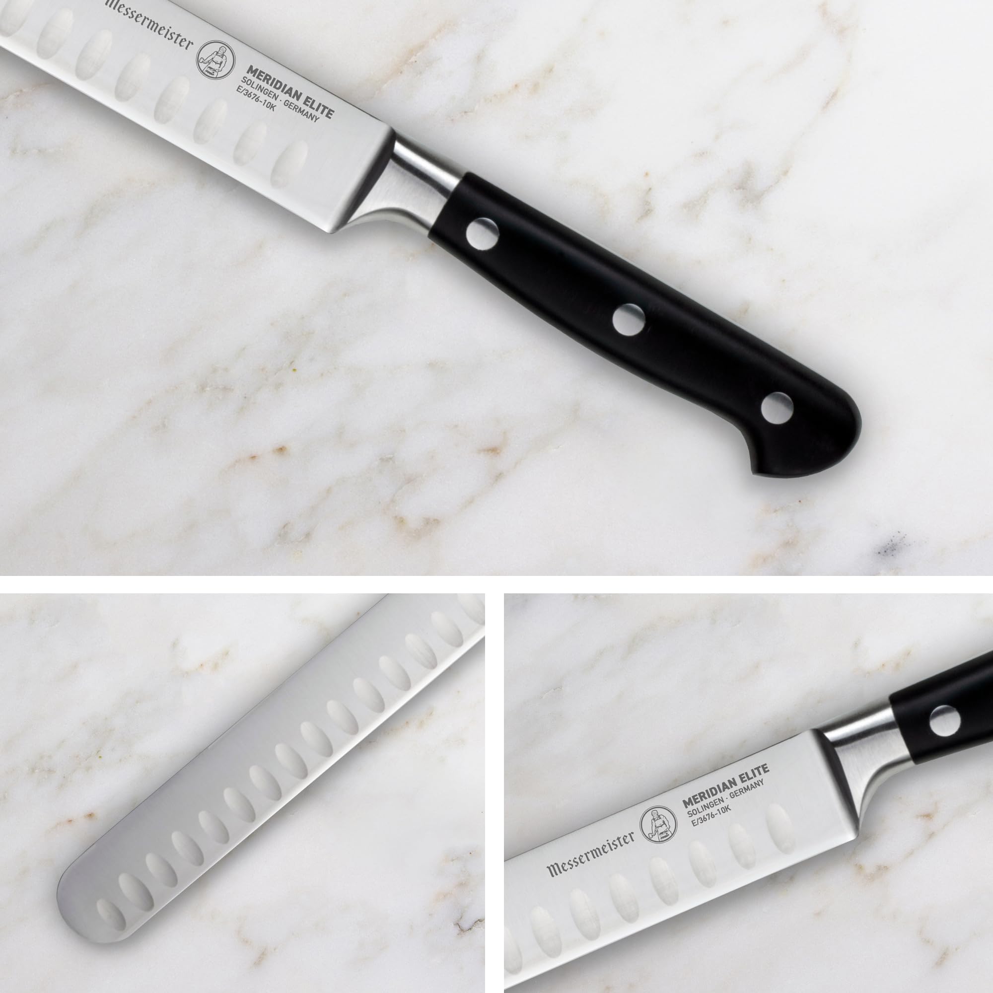Messermeister Meridian Elite 10” Round-Tip Kullenschliff Slicer Knife - Fine German Steel Alloy Blade - Rust Resistant & Easy to Maintain — Amazon image 4