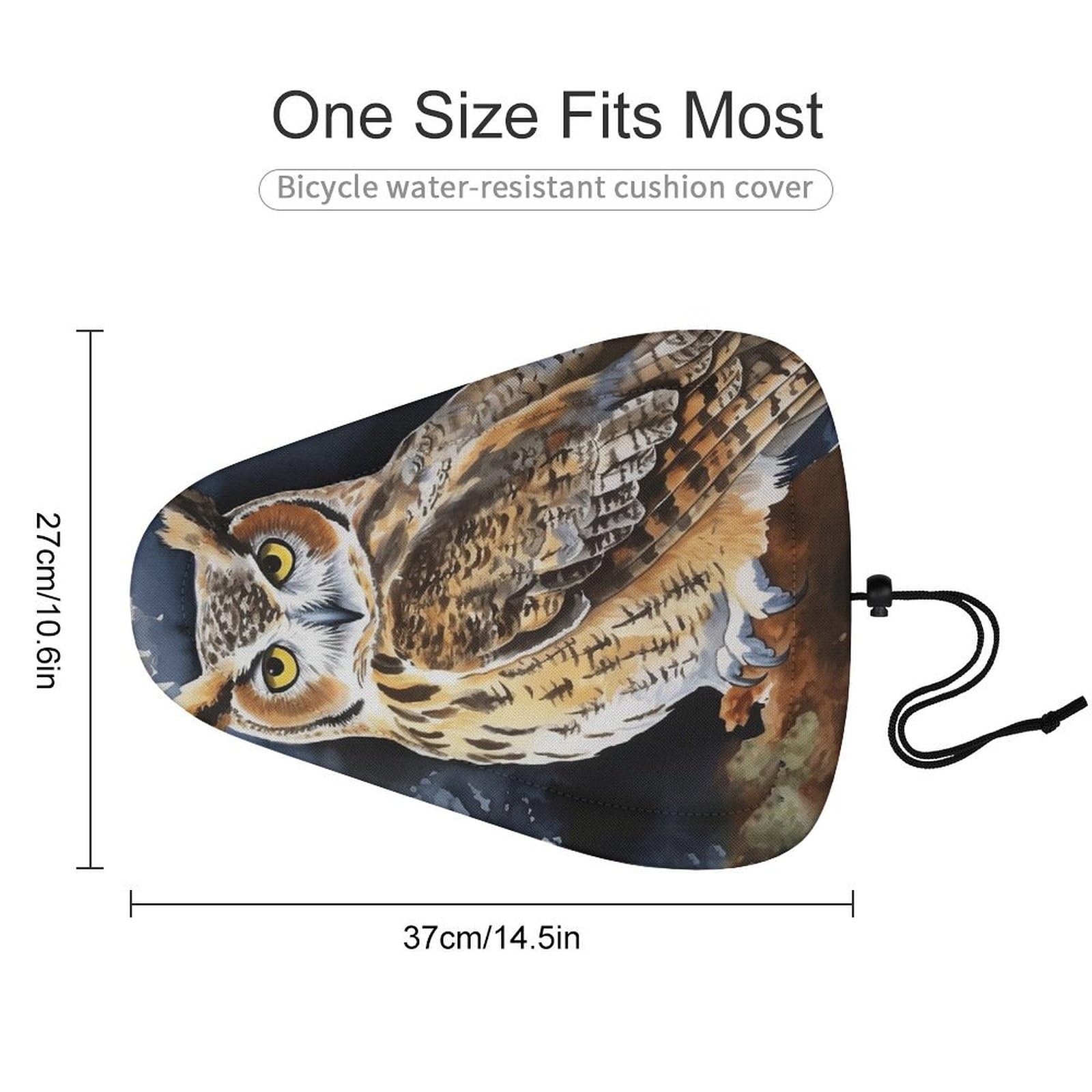 Owl Bike Seat Cover for Men Women, Waterproof & Dustproof Bike Seat Cushion with Drawstring, Adjustable Bicycle Saddle Cover for Or Rain & Sun Protection