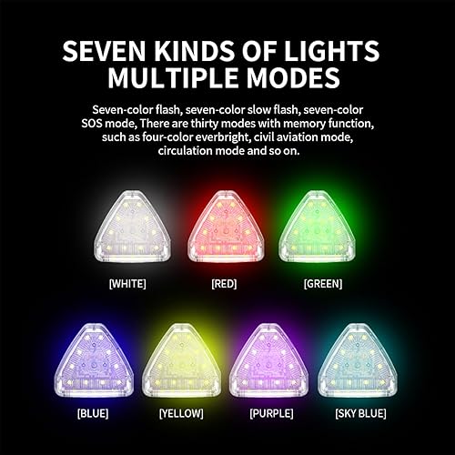 Miniatura 3 de Paquete de 2 luces estroboscópicas para DJI Mini 4 ProMini 3 ProMavic 3Air 3 Series Drone 7 colores recargables LED luces estroboscópicas con
