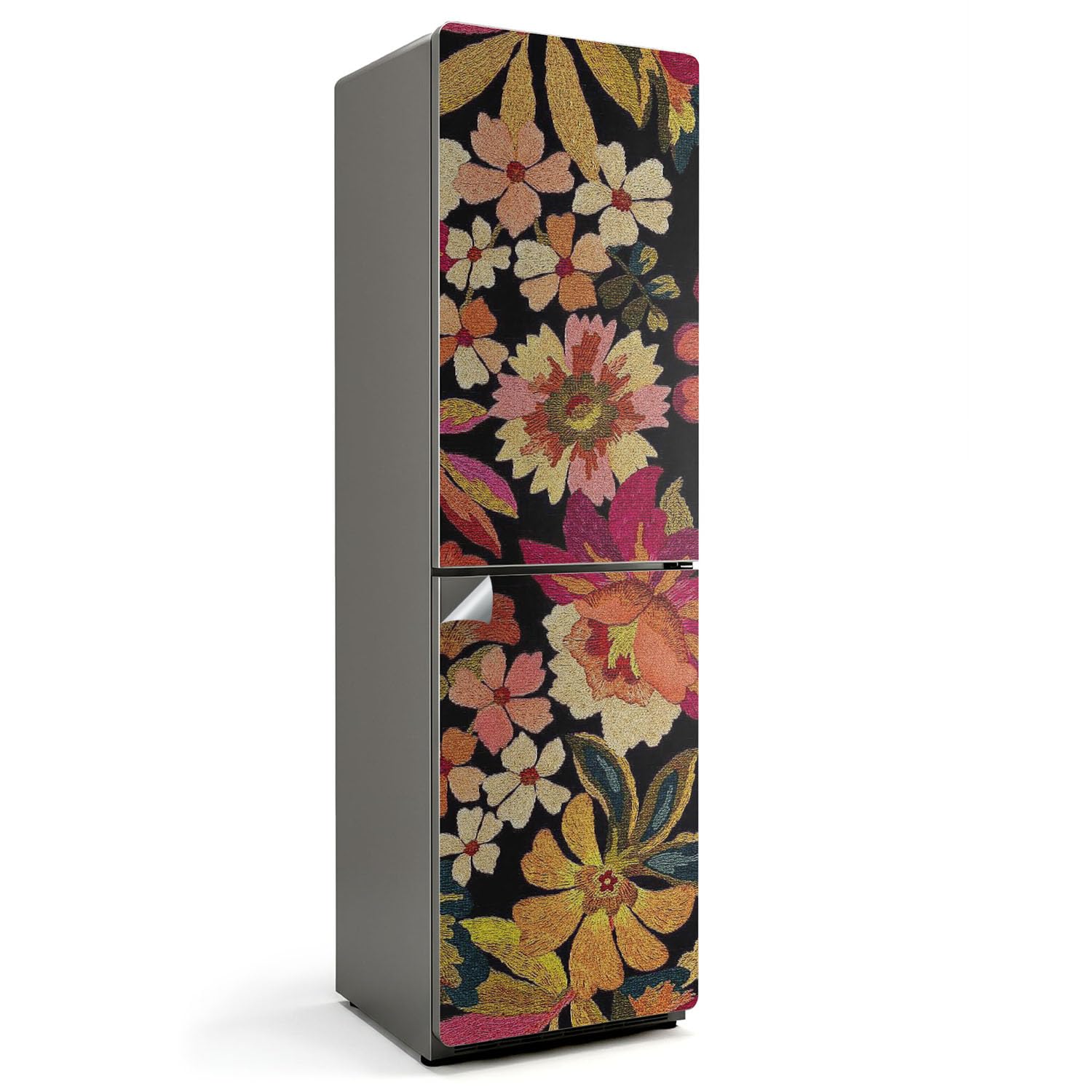 Sticker cuisine 60x205 cm cache-misère et anti-rayure au motif broderie florale