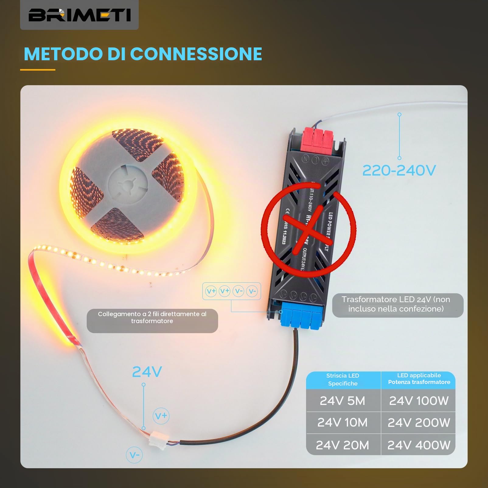 Striscia LED 24V 20Metri, Luce LED Interno 6000K Bianco Freddo Strisce Nastro SMD2835 120LED/m Luminoso, Larghezza 8 mm, per Cucina, Soggiorno, Bar Feste (Senza Alimentatore)
