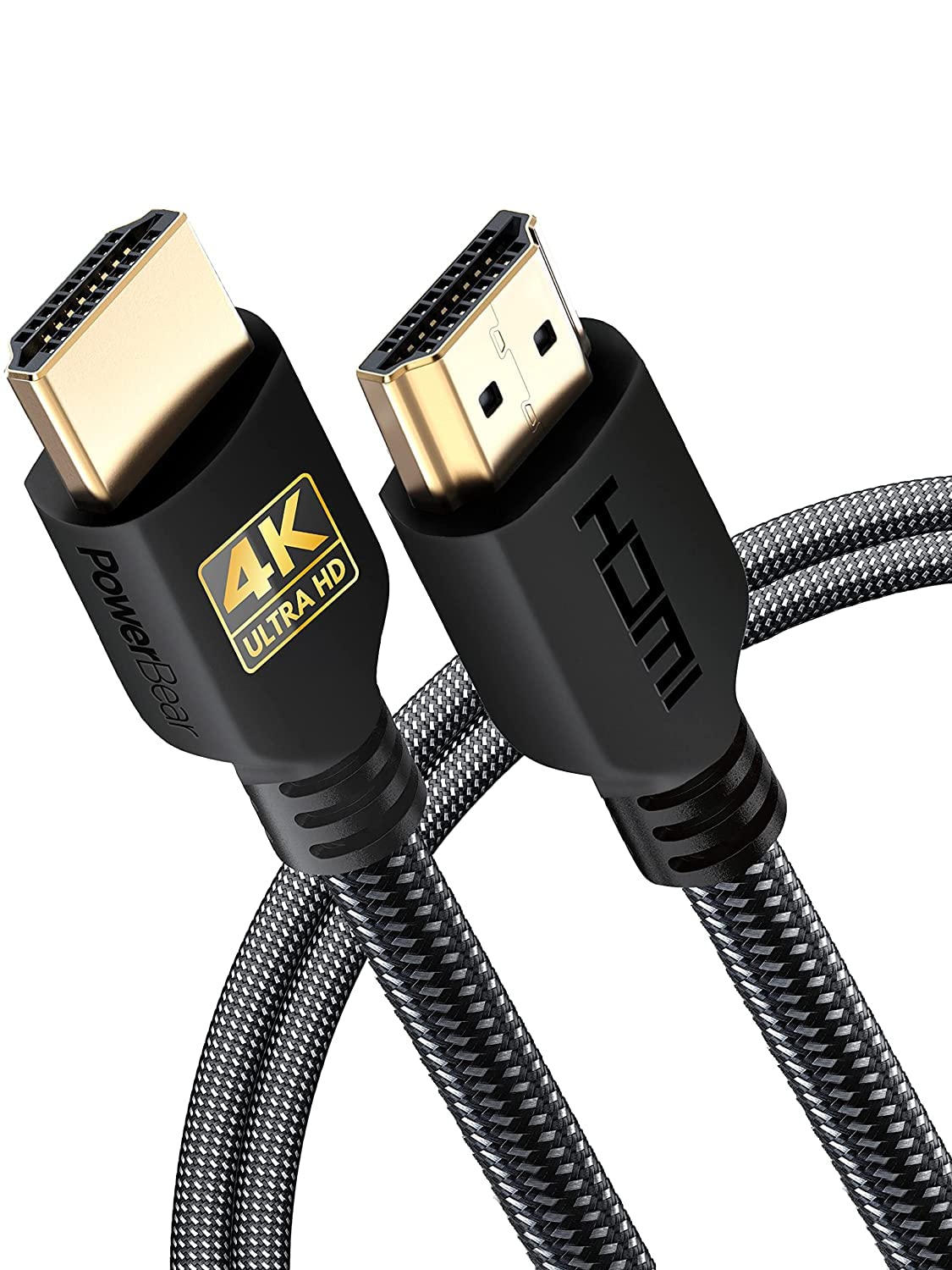 PowerBear 4K HDMI Cable 2M | High Speed, Braided Nylon & Gold Connectors, 4K @ 60Hz, Ultra HD, 2K, 1080P, ARC & CL3 Rated | for Laptop, Monitor, PS5, PS4, Xbox One, Fire TV, Apple TV PCPowerBear 4K HDMI Cable 2M | High Speed, Braided…