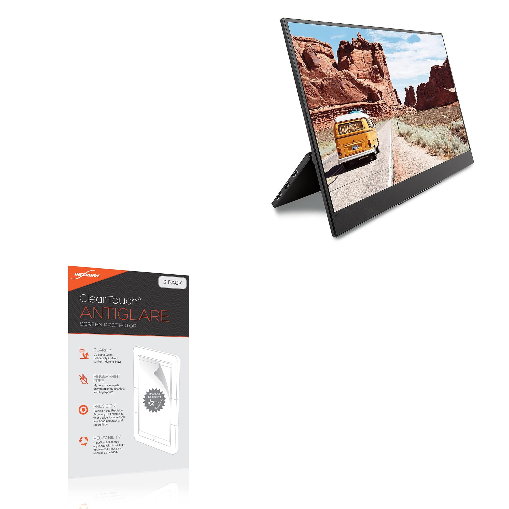 BoxWave Screen Protector Compatible with SideTrak Solo Pro Portable Monitor STFRHD16BL (15.8 in) - ClearTouch Anti-Glare (2-Pack), Anti-Fingerprint Matte Film Skin