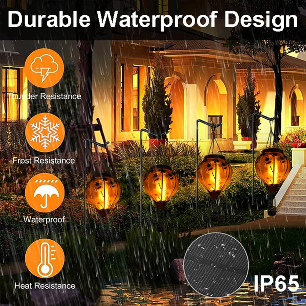 Lanterne Solaire En Montgolfière - Flamme Vacillante - Décoration De