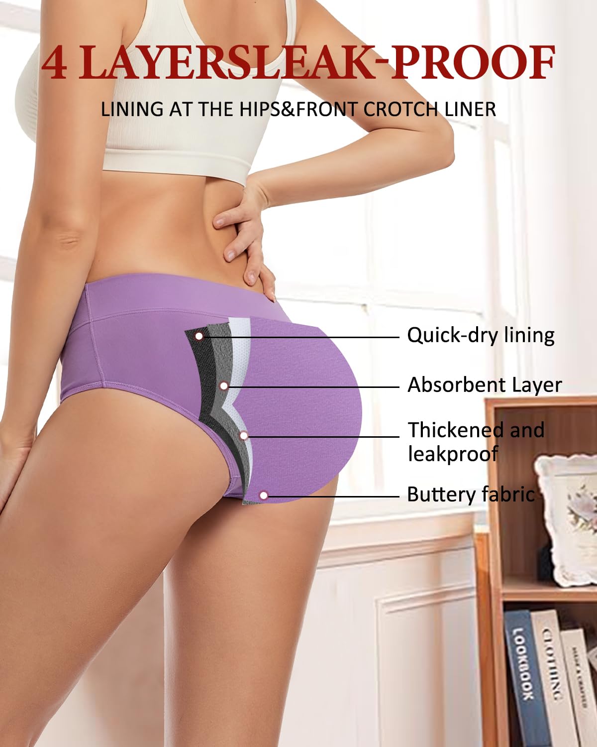 Gladbecke Mestruali Mutande Donna in Cotone, Mutande Mestruali Donna Mutandine Assorbenti Slip Ciclo Mestruale Donna Vita Alta Pacco da 3