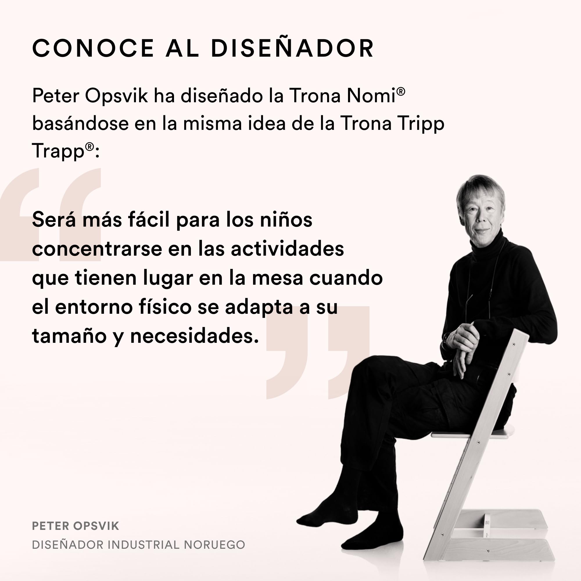 Silla Stokke Nomi, Negro - La silla que inspira a sentarse de forma activa - Sin herramientas, ajuste fácil - Incluye un reposapiés estable y ruedas antivuelco - Soporta hasta 150 kg