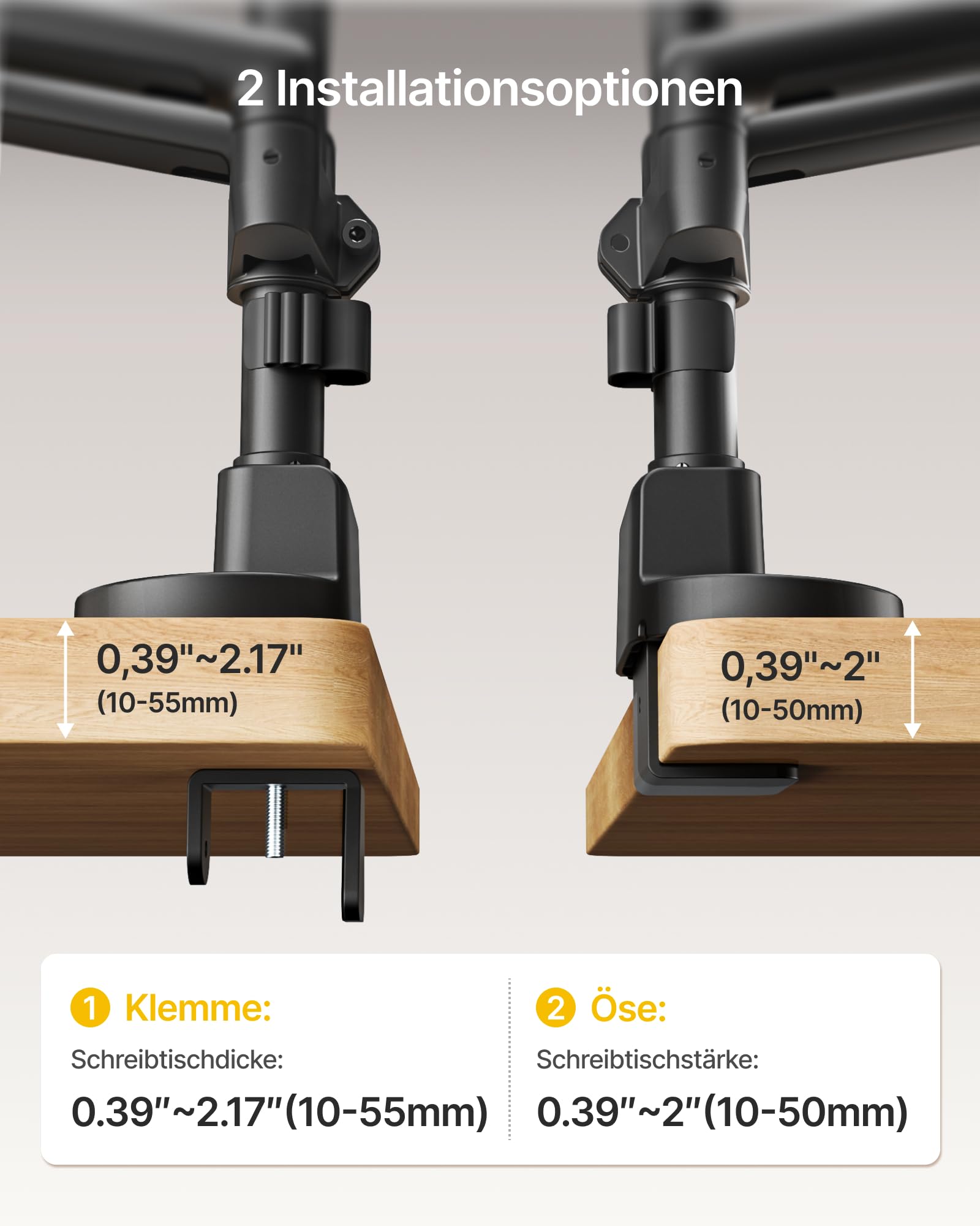 monTEK Brazo Monitor Doble con USB A/C 3.0 para Monitore de 17a 35 Pulgadas | Soporte de Doble Pantalla Resistente hasta 11kg, Brazo Articulado Inclinable y Giratorio, VESA 75/100mm, Negro