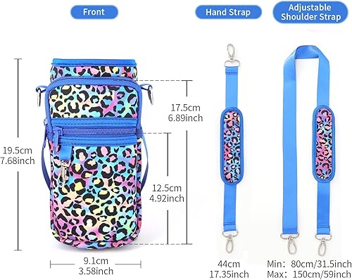 Miniatura 8 de AJLTPA Soporte para botella de agua de 32 onzas, 40 onzas, 64 onzas, funda cruzada aislada para botella de agua con correa acolchada y 2 bolsillos