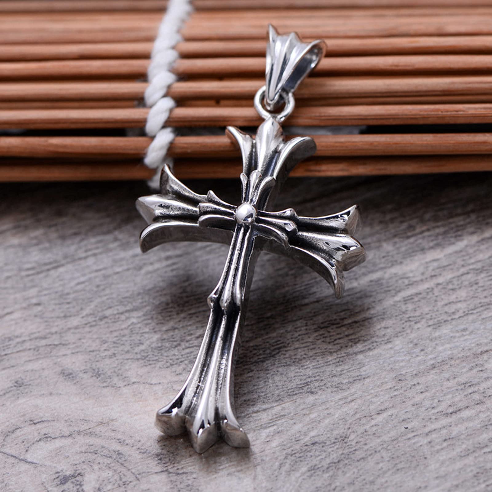 925 Joyas de Plata esterlina Cruz de Plata Vintage Colgantes de Moda Simple para Hombres y Mujeres