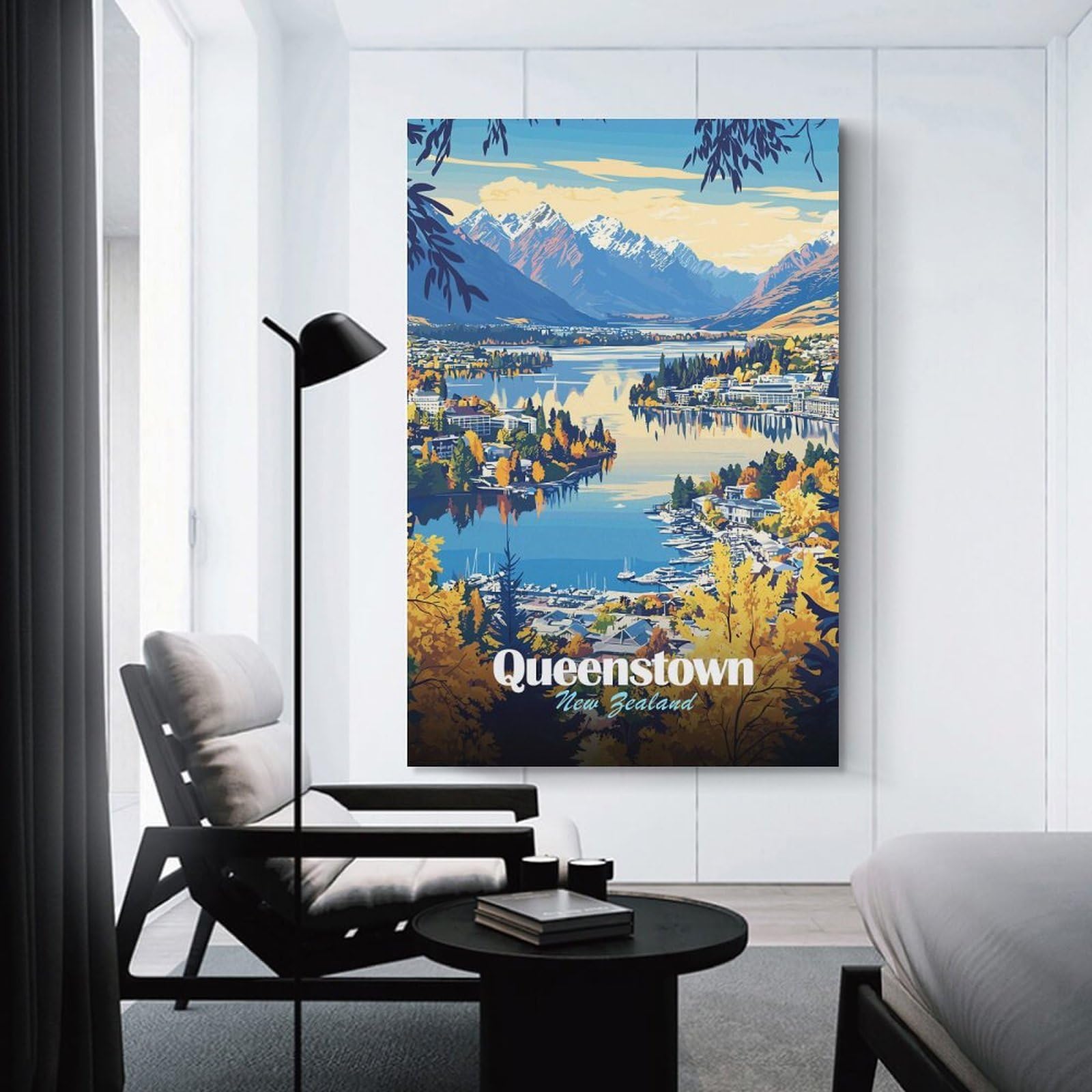 Junmoney Queenstown, New Zealand Landscape(2) Decorative Wall Artwork, 24x36inch(60x90cm), for Home Lounge, Bedroom Or Reading Nook, Easy Decor for Gallery Walls